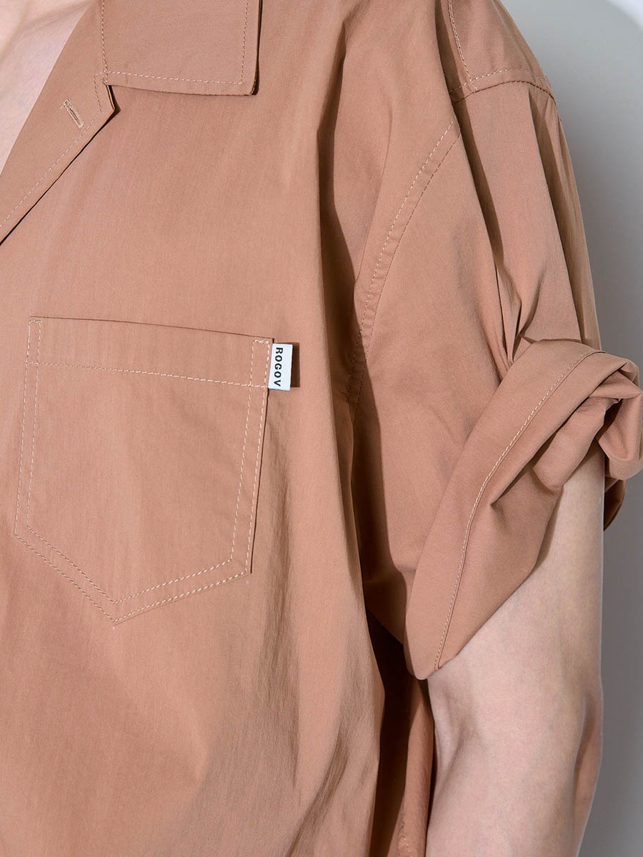 Рубашка с коротким рукавом коричневая