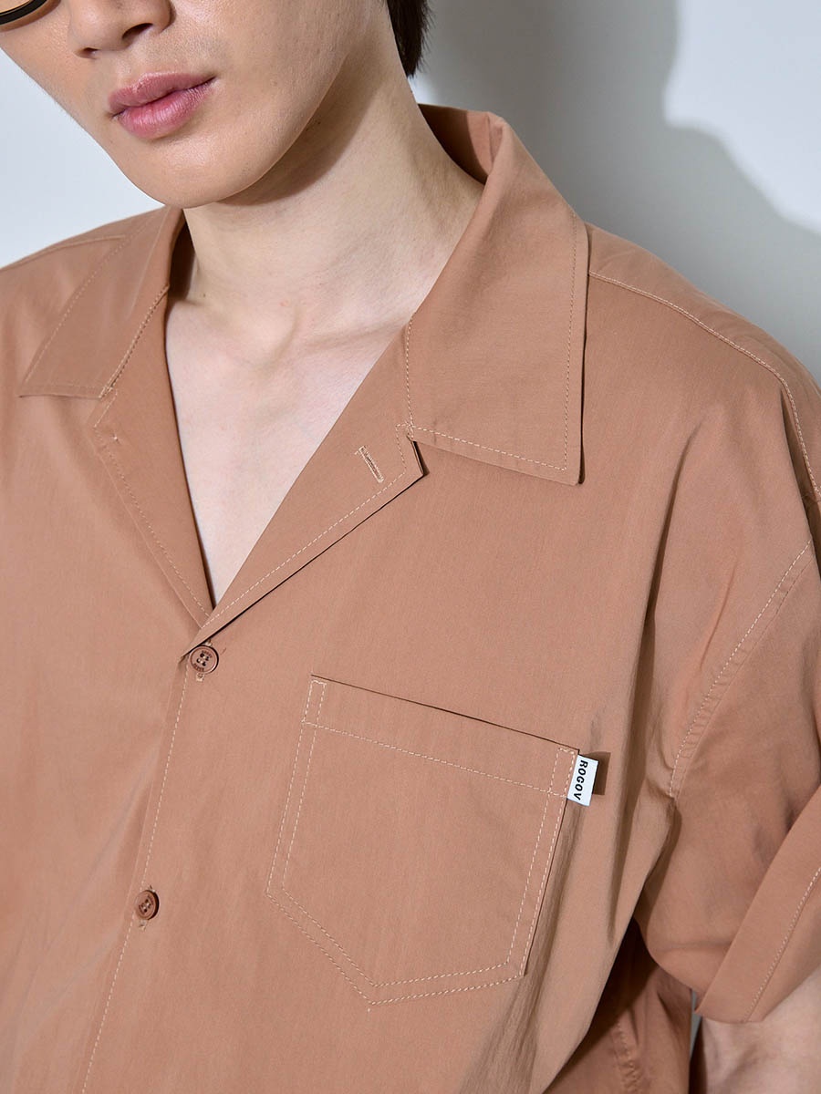 Рубашка с коротким рукавом коричневая