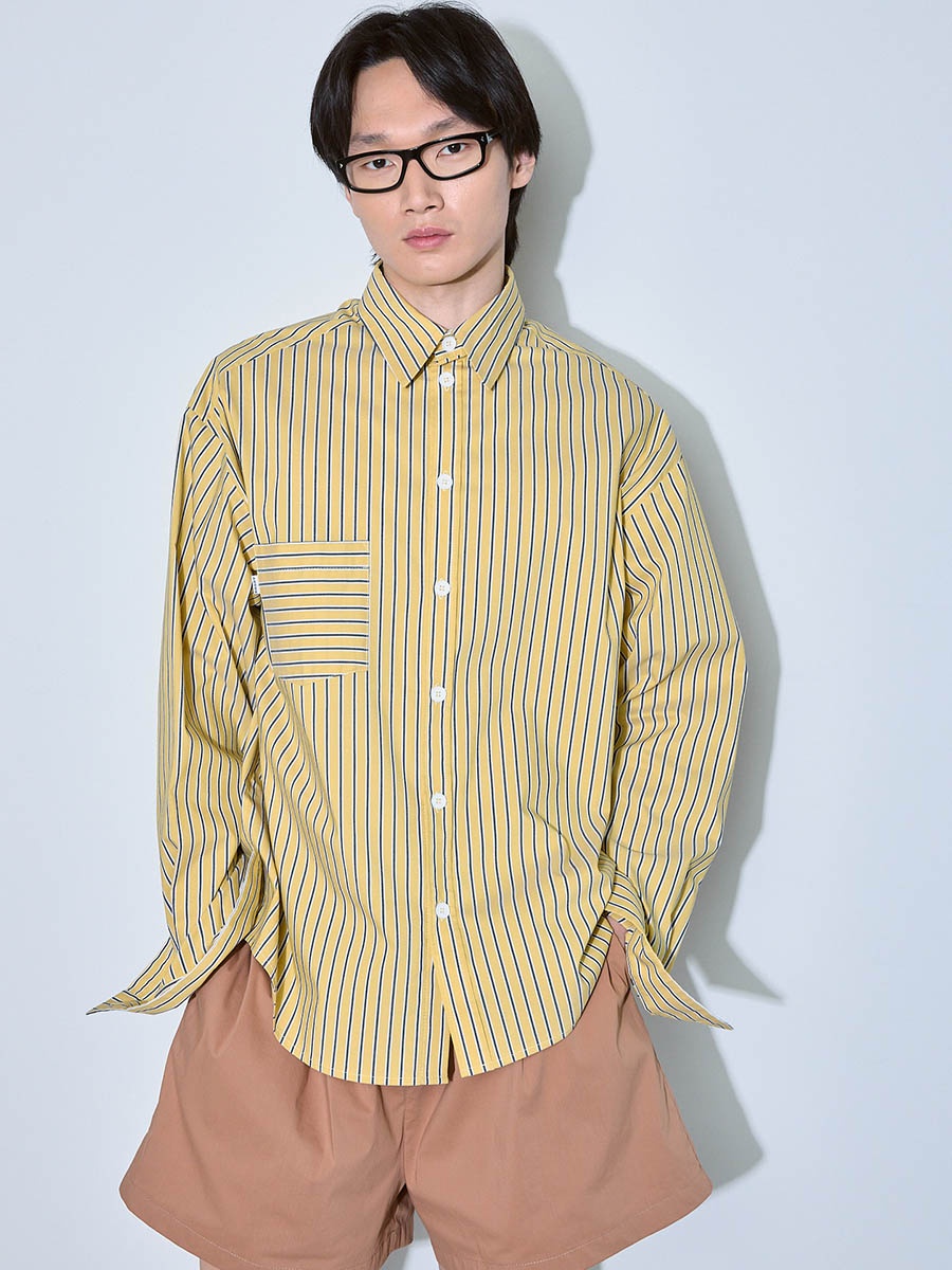 Рубашка в полоску желтая 