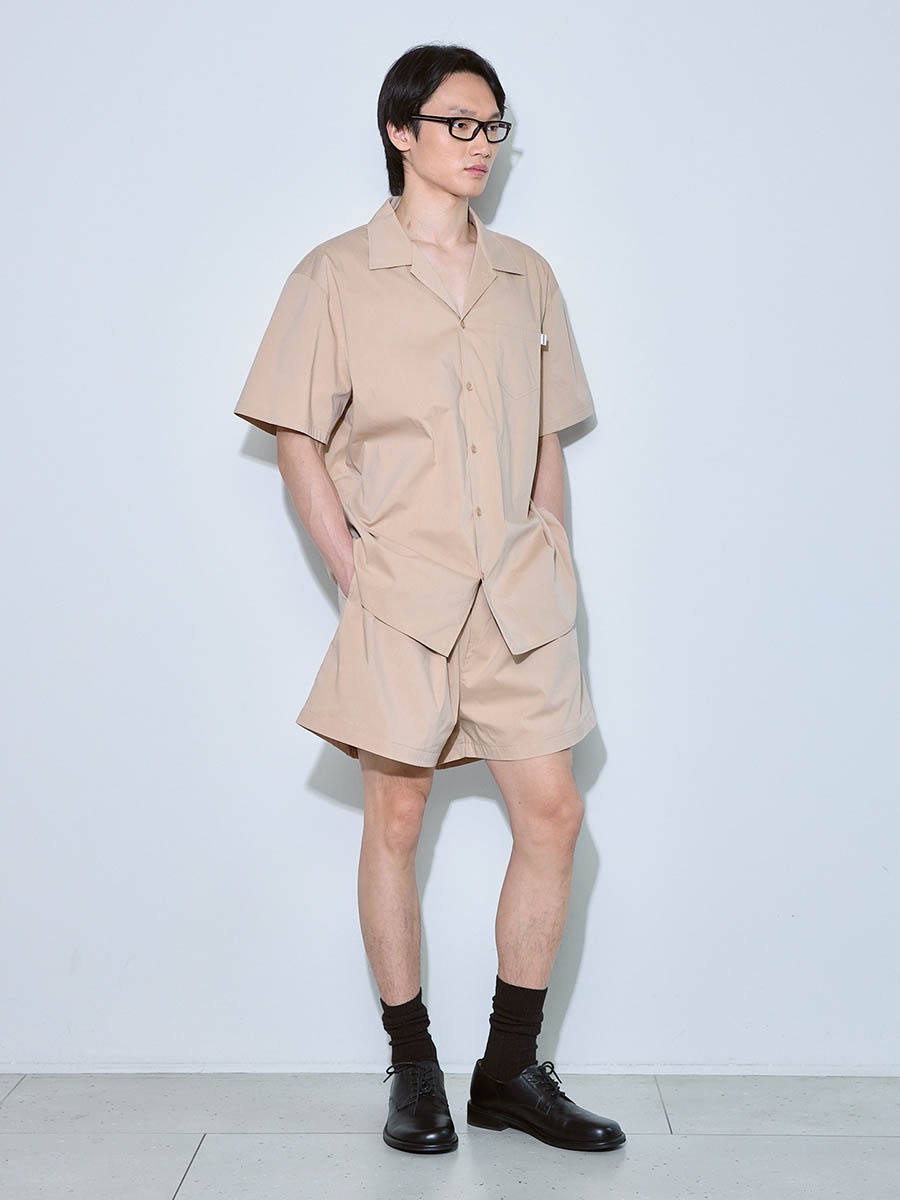 Рубашка с коротким рукавом бежевая