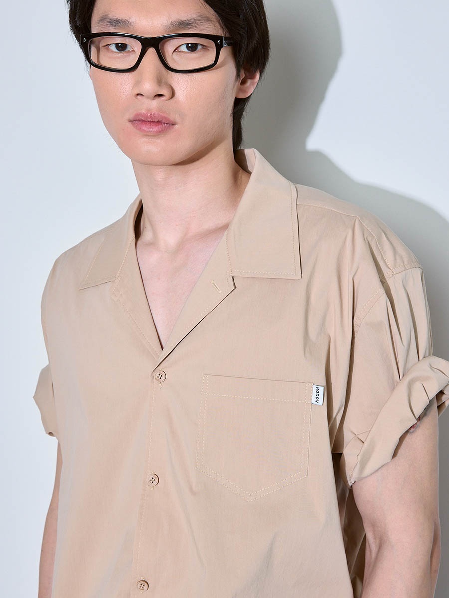 Рубашка с коротким рукавом бежевая