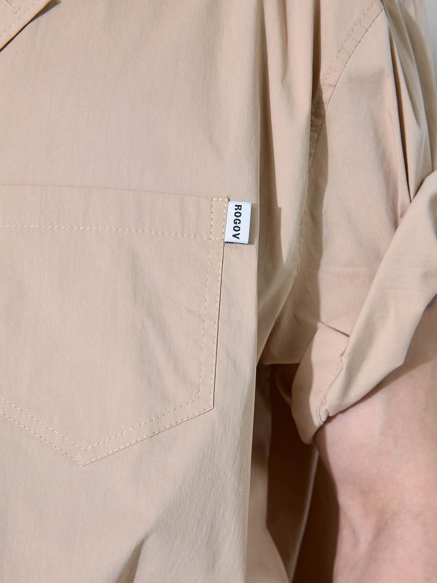 Рубашка с коротким рукавом бежевая