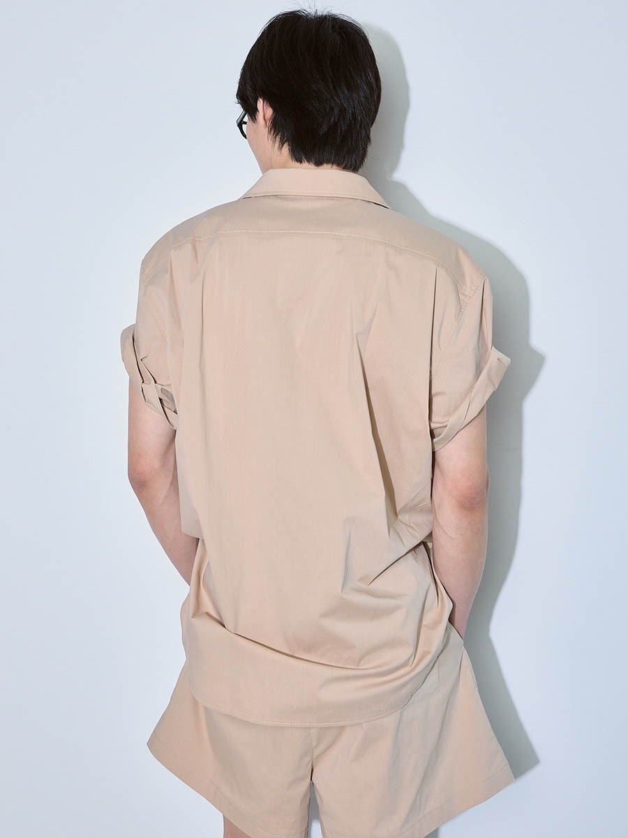 Рубашка с коротким рукавом бежевая