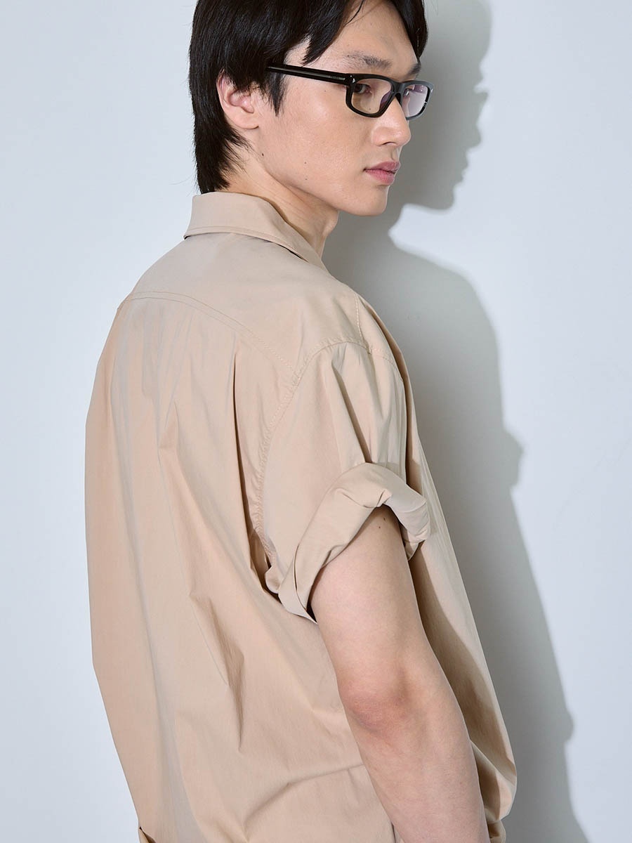 Рубашка с коротким рукавом бежевая