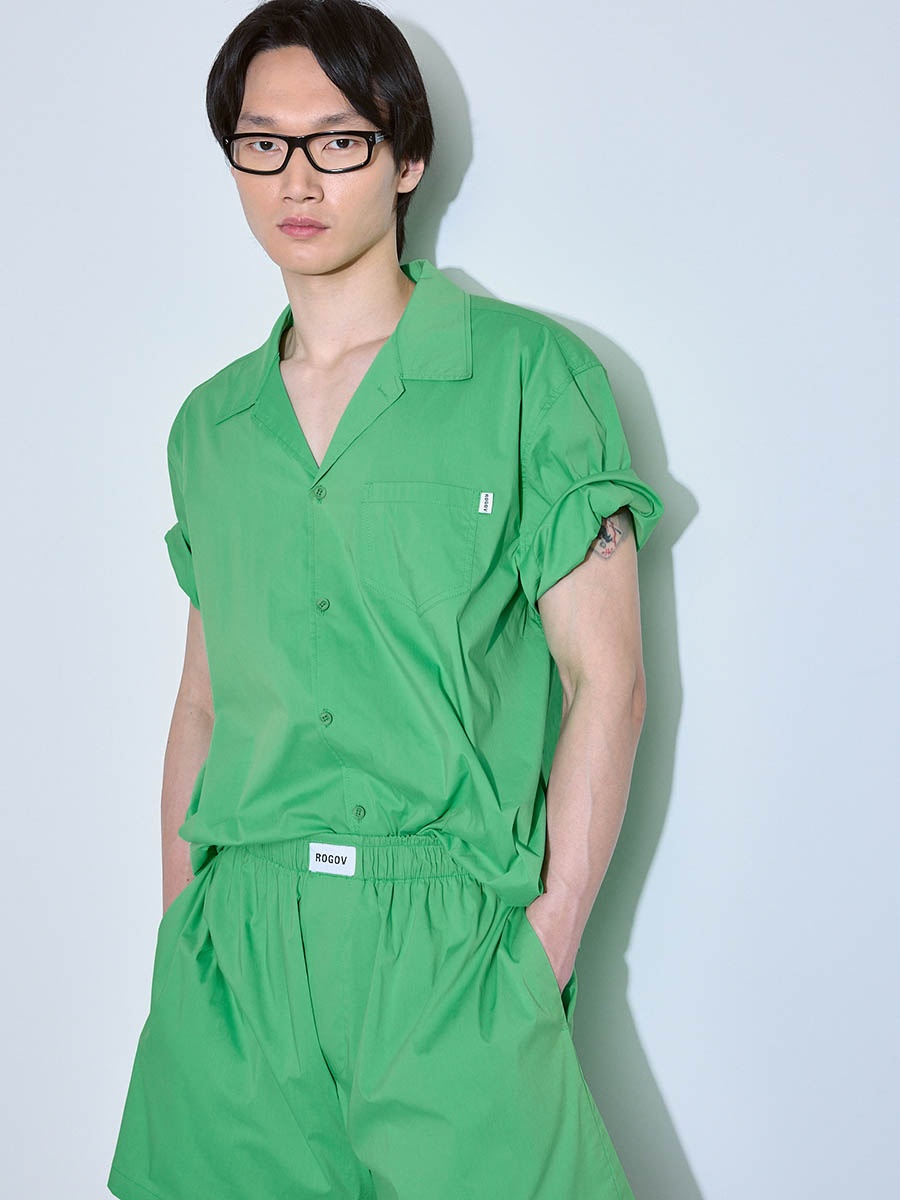 Рубашка с коротким рукавом зеленая