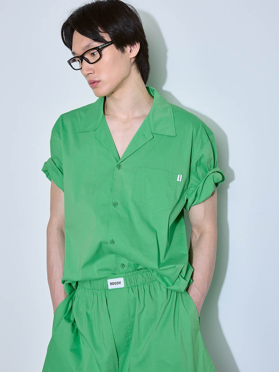 Рубашка с коротким рукавом зеленая