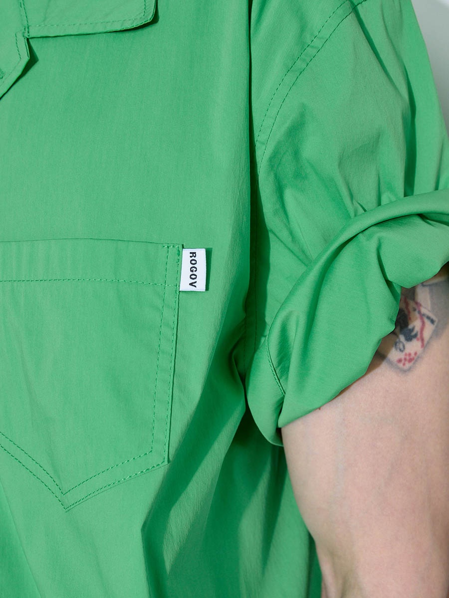 Рубашка с коротким рукавом зеленая