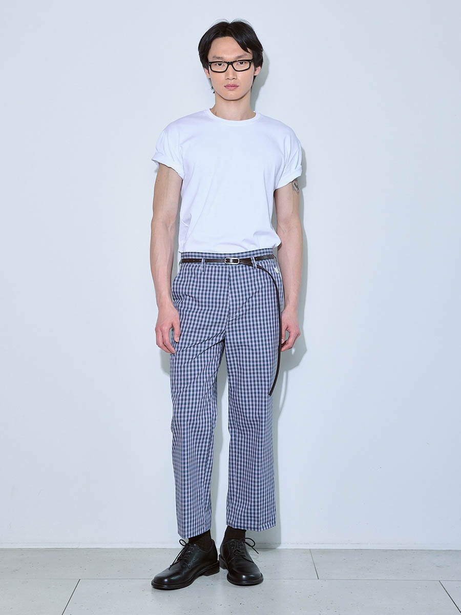 Брюки в клетку сине-черные