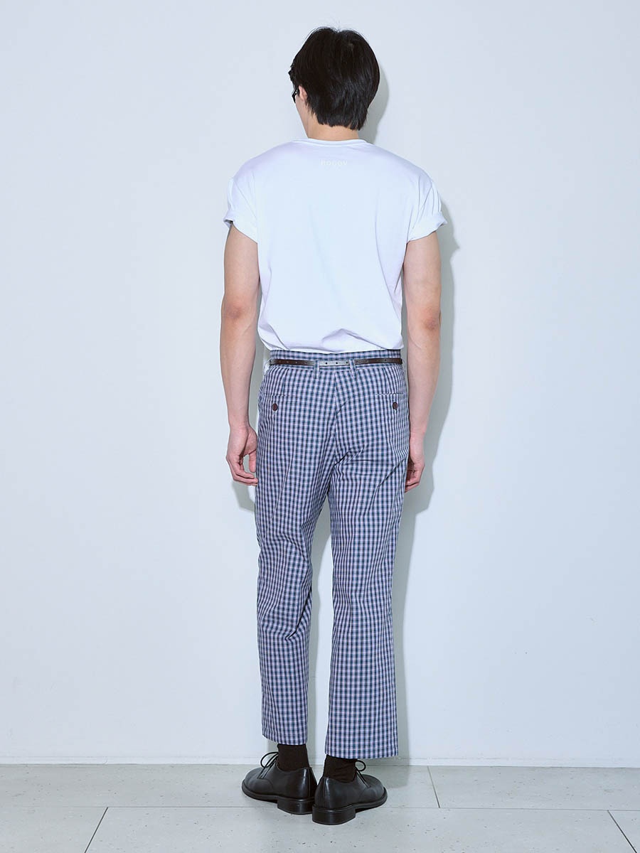 Брюки в клетку сине-черные