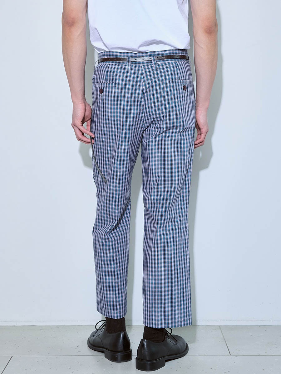 Брюки в клетку сине-черные