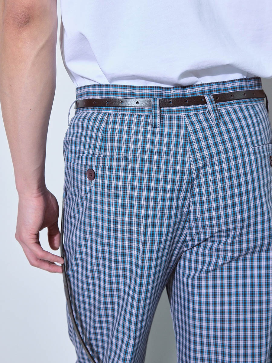 Брюки в клетку сине-черные