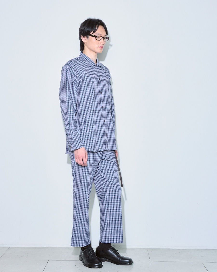 Рубашка в клетку  сине-черная