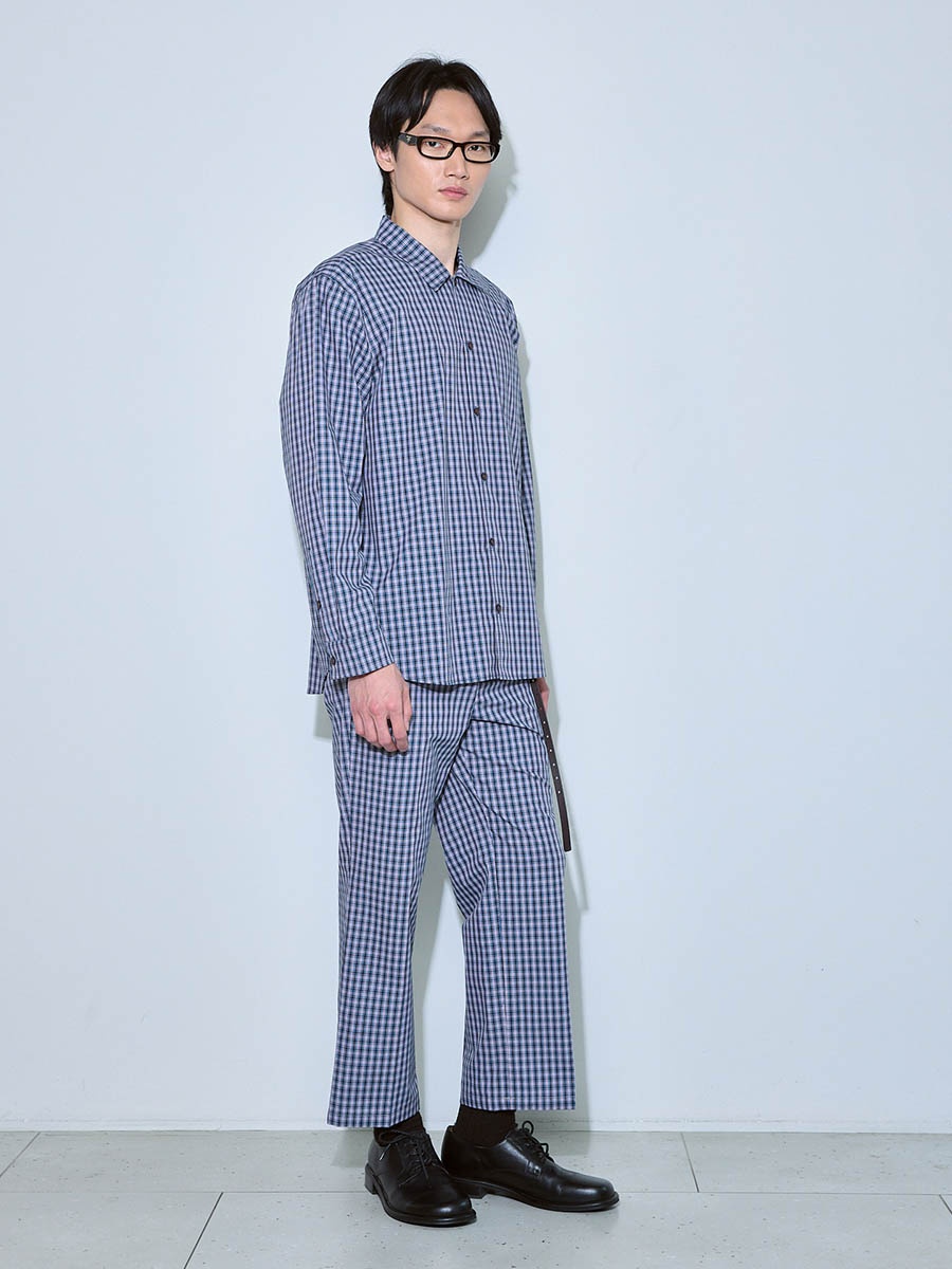 Брюки в клетку сине-черные