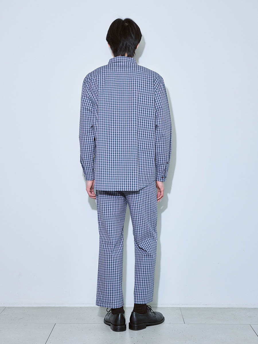 Брюки в клетку сине-черные