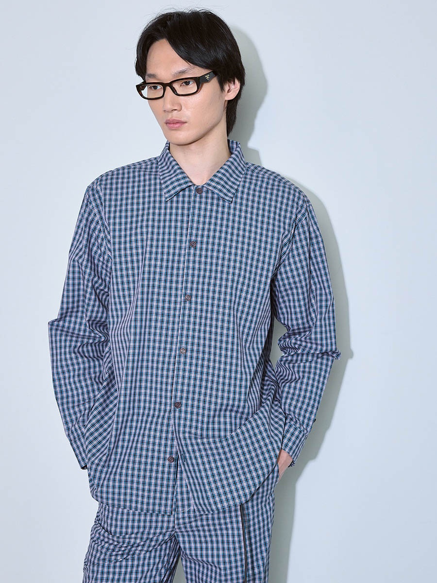 Рубашка в клетку  сине-черная