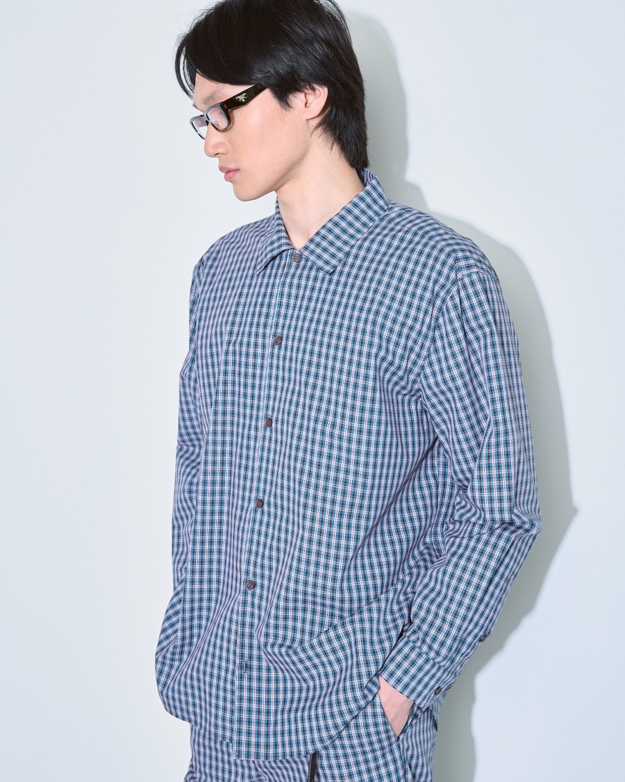 Рубашка в клетку  сине-черная