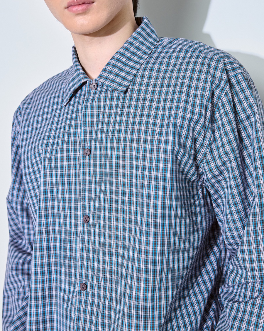 Рубашка в клетку  сине-черная