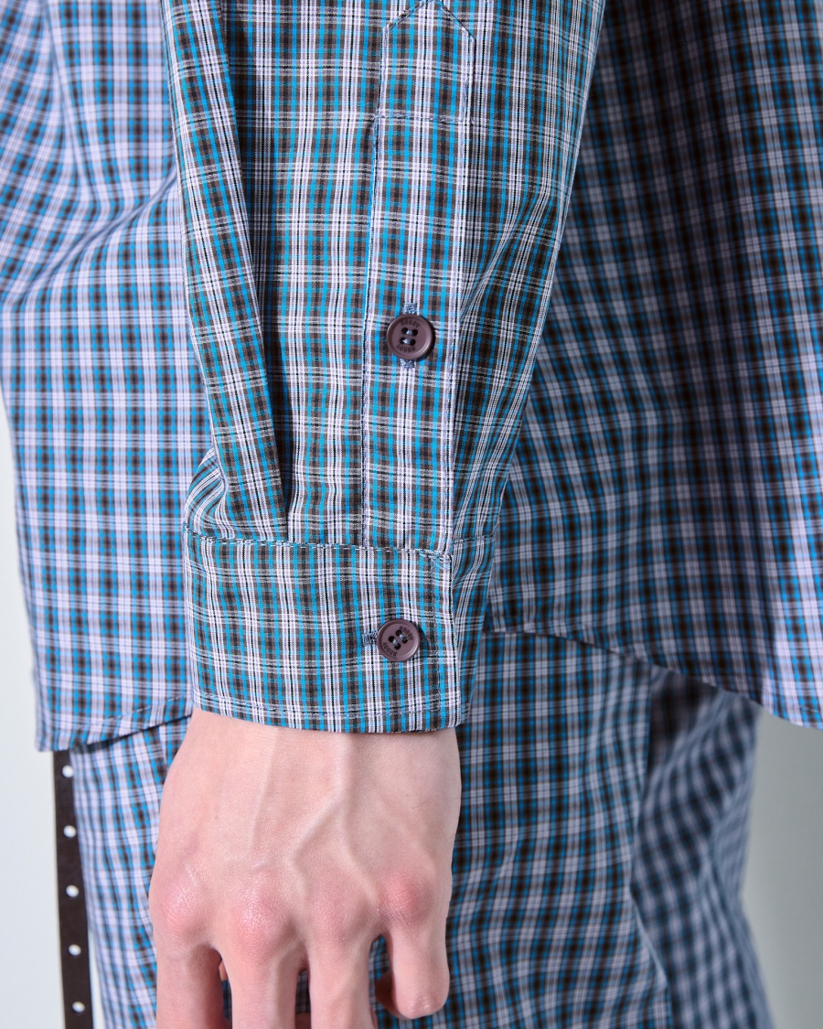 Рубашка в клетку  сине-черная