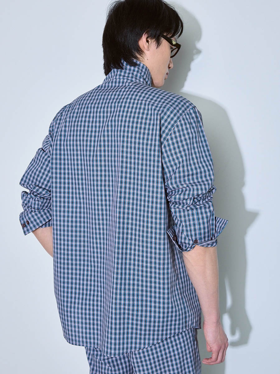 Рубашка в клетку  сине-черная