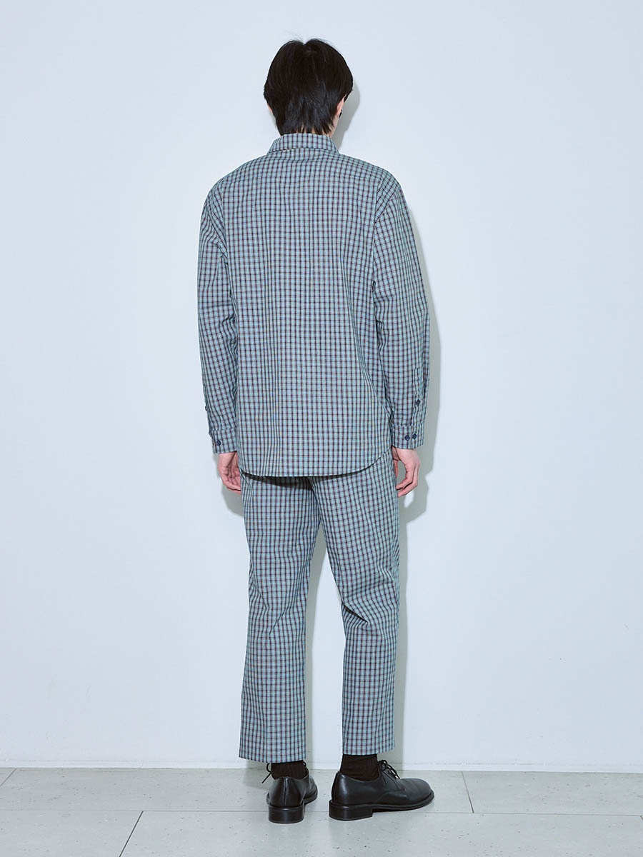 Брюки в клетку бежево-синие