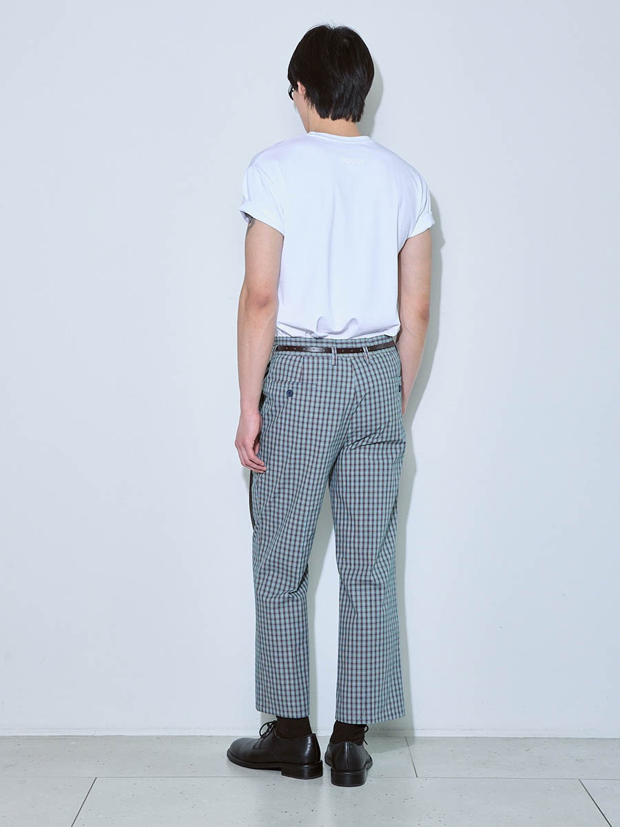 Брюки в клетку бежево-синие