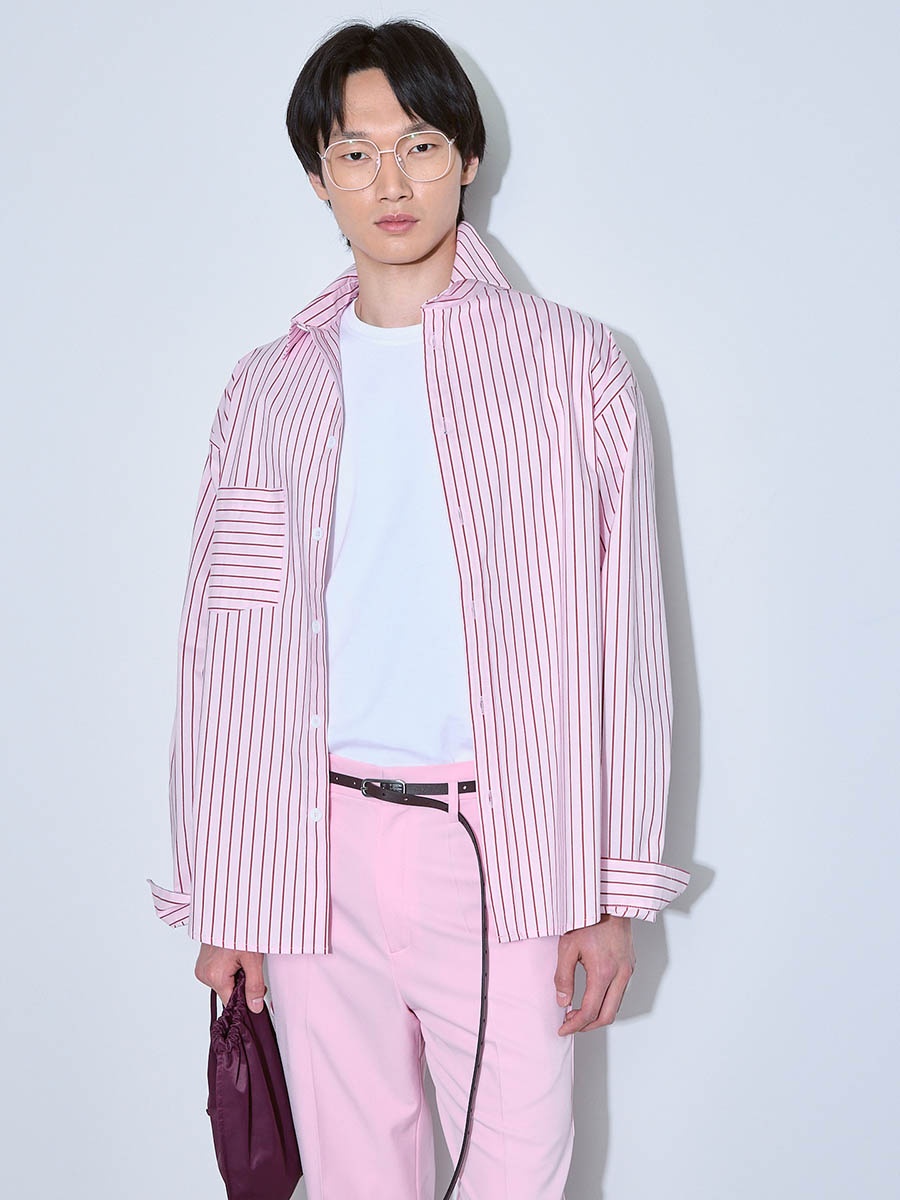 Рубашка в полоску розовая 