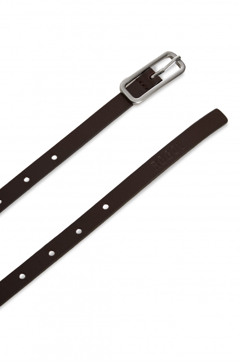 Ремень ROGOV коричневый узкий 