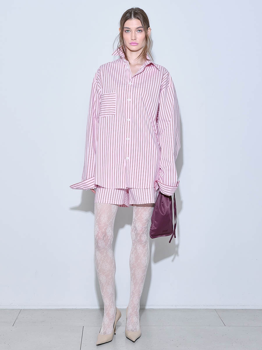 Рубашка в полоску розовая 