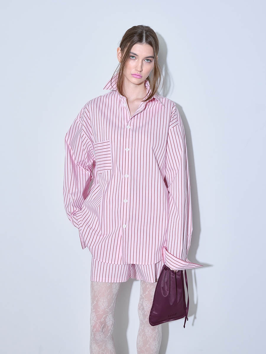 Рубашка в полоску розовая 