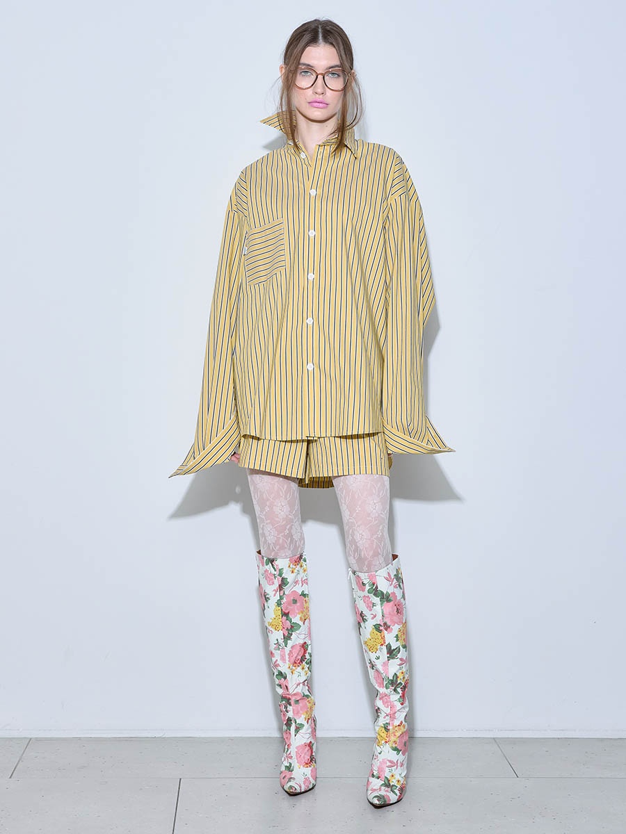 Рубашка в полоску желтая 