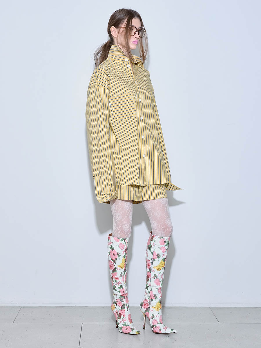 Рубашка в полоску желтая 