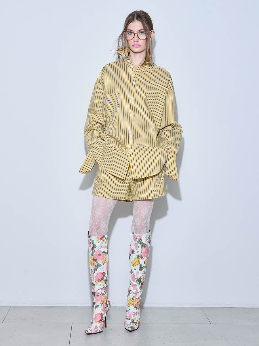 Рубашка в полоску желтая 