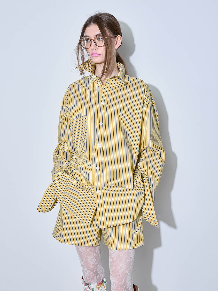 Рубашка в полоску желтая 