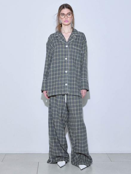 Брюки в клетку серые 