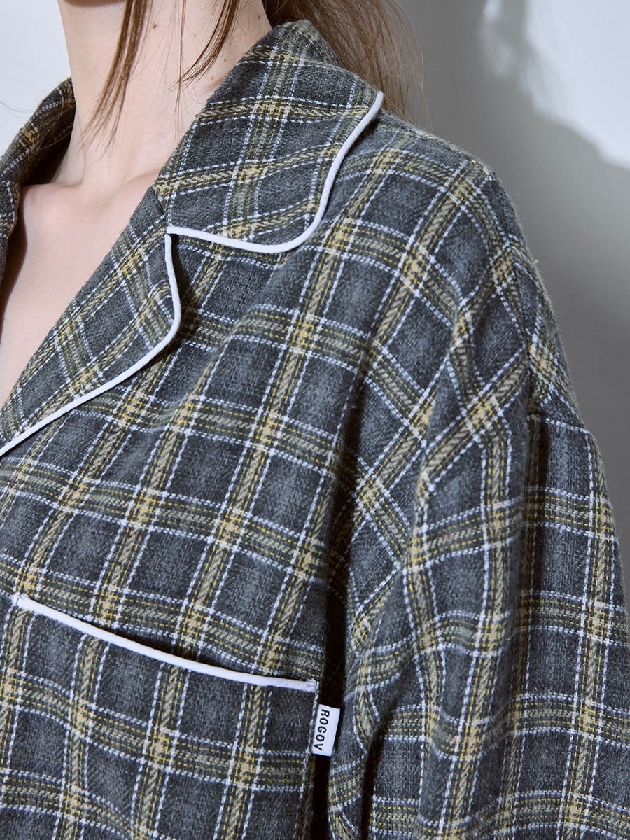 Рубашка в клетку серая