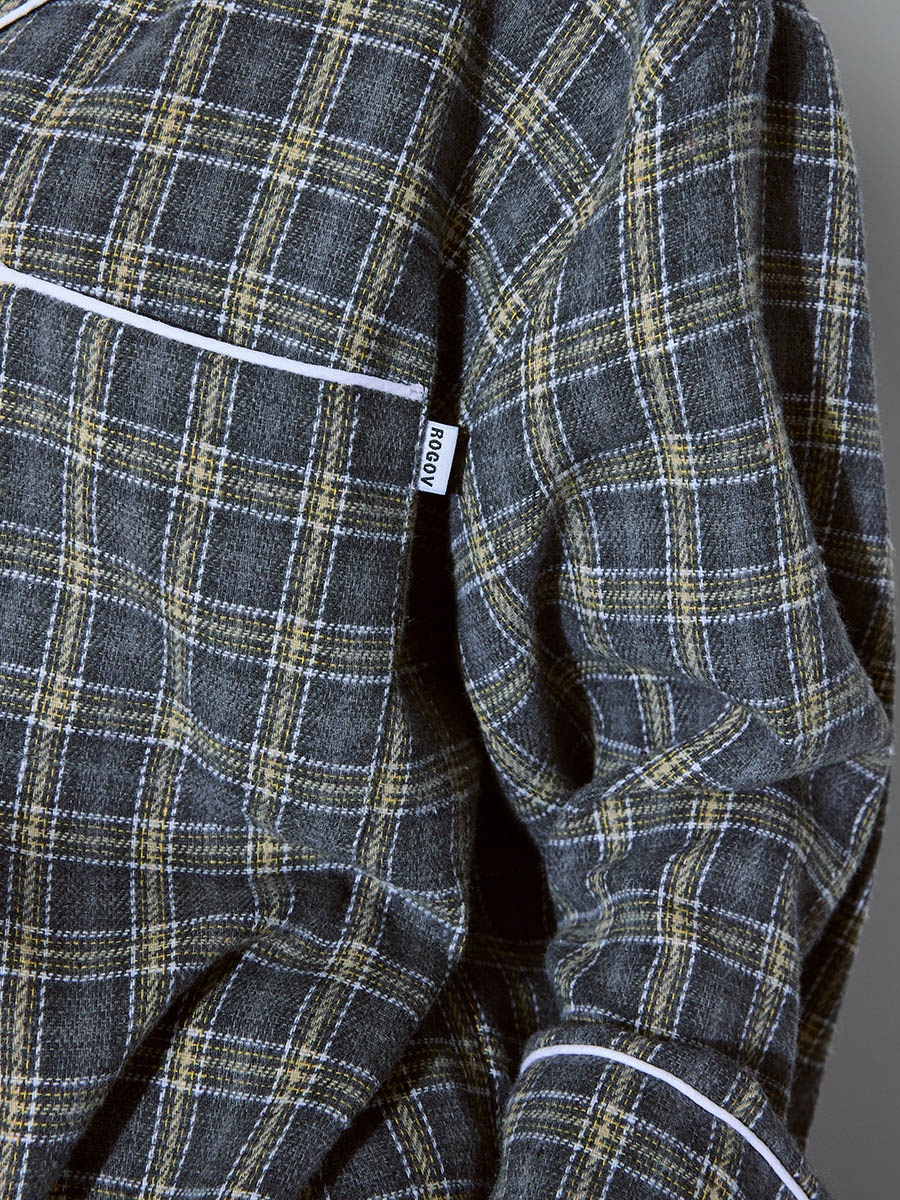 Рубашка в клетку серая