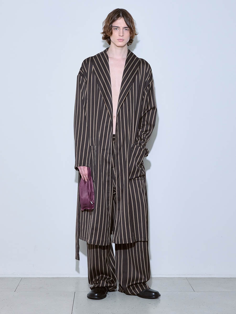 Брюки в полоску коричневые 