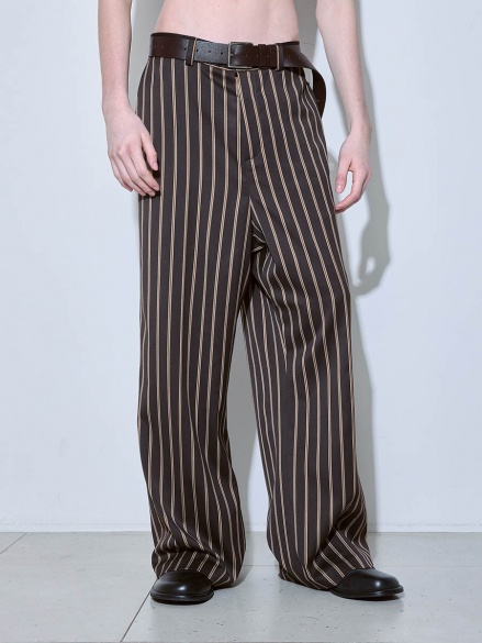 Брюки в полоску коричневые 