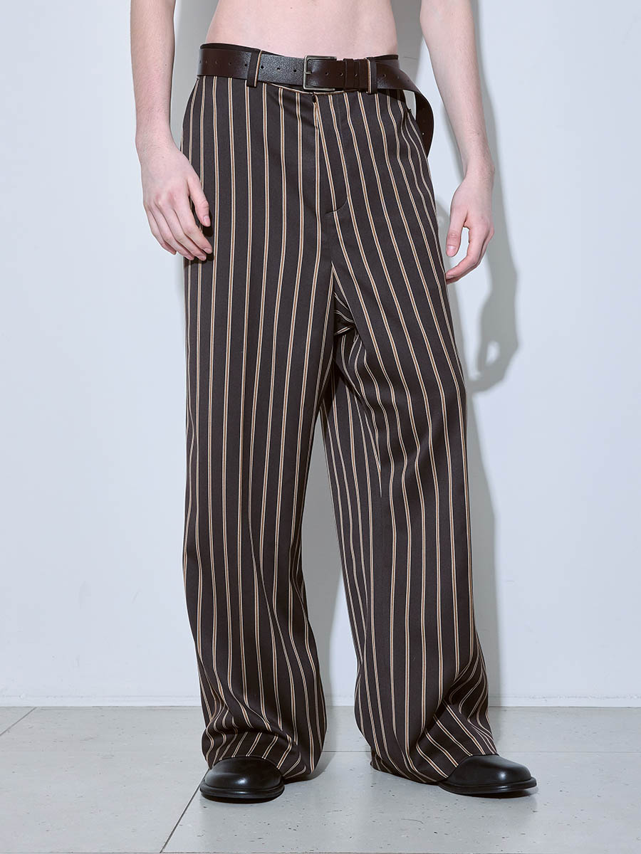 Брюки в полоску коричневые 