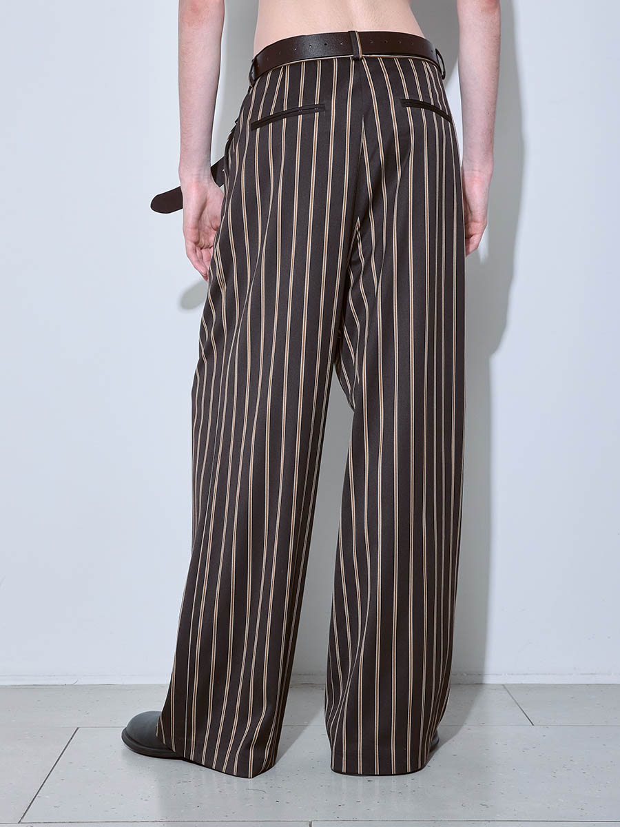 Брюки в полоску коричневые 