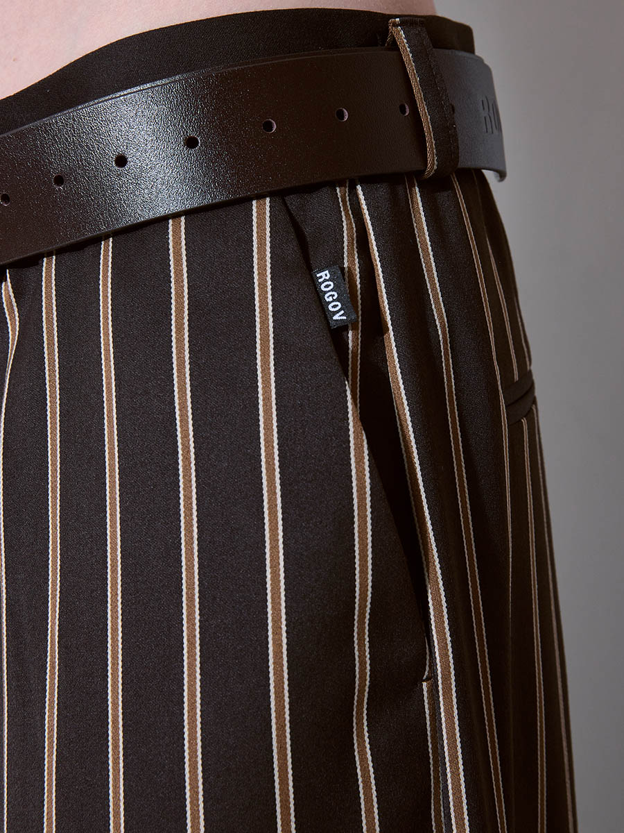 Брюки в полоску коричневые 