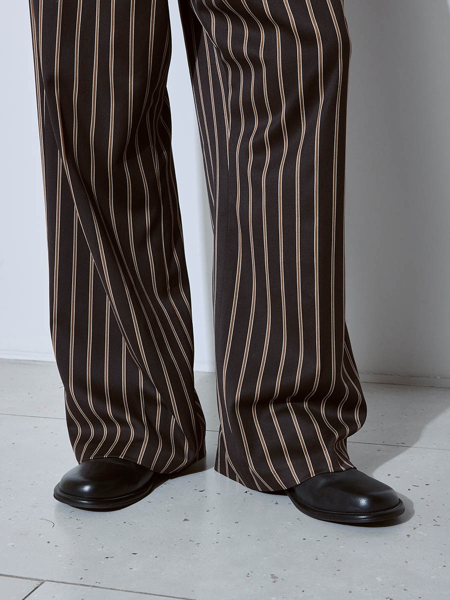 Брюки в полоску коричневые 