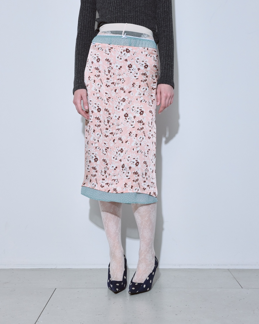 Юбка двойная бежевая